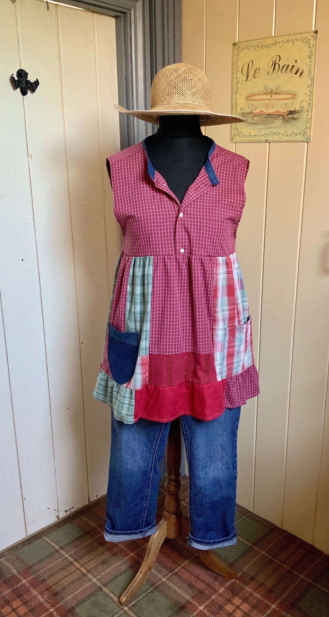 Ladies Upcycled Pinafore Top. Made From Preloved Fabrics 100% | Etsy