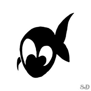 Cute Fish Art - Vinyl Decal Sticker - 3.75" x 4.25" - 24 Colors - [#0299]