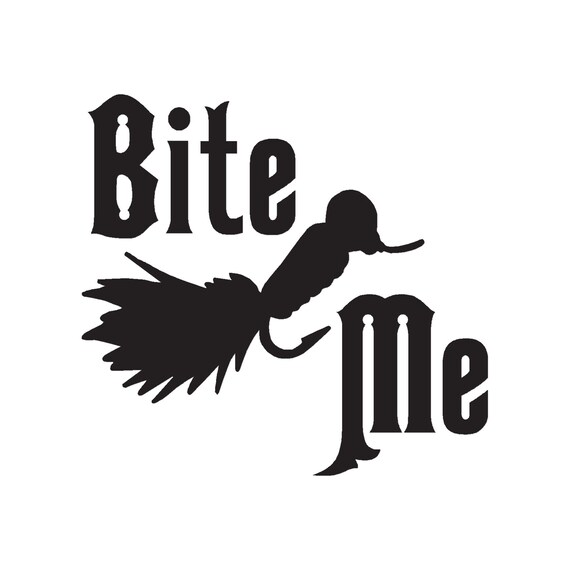 bite me fishing lures Bite Me Fishing Lure - Vinyl Decal Sticker - 3 Sizes - 9 Solid Colors -  Ebn114