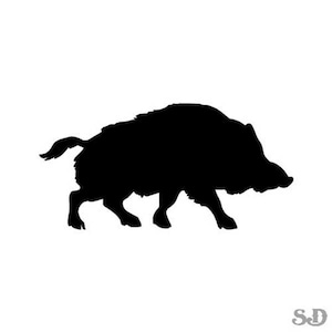 Wild Pig Boar Warthog - Vinyl Decal Sticker - 7.5&quot; long x 3.75&quot; high - 24 Colors - [#0742]