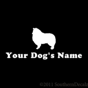 Custom Rough Collie Sheltie Dog Name Puppy - Decal Sticker - 24 Colors - 6 Fonts
