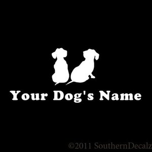 Custom Dachshund Puppies Dog Name - Decal Sticker - 24 Colors - 6 Fonts
