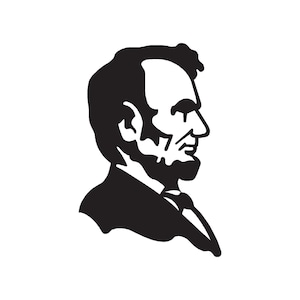 Abe Lincoln Penny Face - Vinyl Decal Sticker - 3 Sizes - 9 Solid Colors - ebn7
