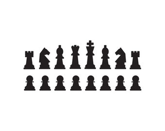 Set Of 16 Chess Pieces - Vinyl Decal Sticker - 3 Sizes - 9 Solid Colors - ebn166