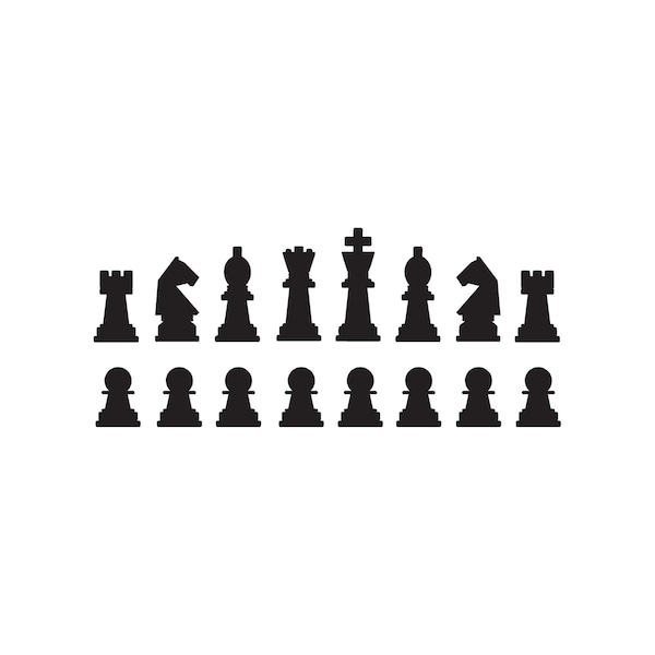 Set Of 16 Chess Pieces - Vinyl Decal Sticker - 3 Sizes - 9 Solid Colors - ebn166