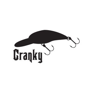 Cranky Crankbait Fishing Lure - Vinyl Decal Sticker - 3 Sizes - 9 Solid Colors - ebn179