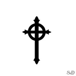 Celtic Cross - Vinyl Decal Sticker - 3.75&quot; x 6.25&quot; - 24 Colors - [#0155]