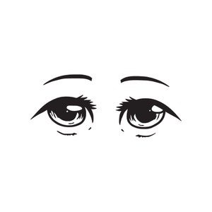 Anime Eyes - Vinyl Decal Sticker - 3 Sizes - 9 Solid Colors - ebn54