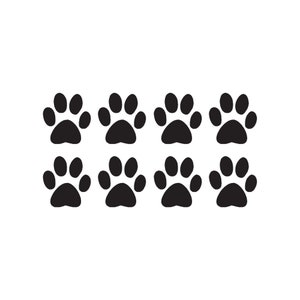Eight Dog Paw Prints - Vinyl Decal Sticker - 3 Sizes - 9 Solid Colors - ebn216