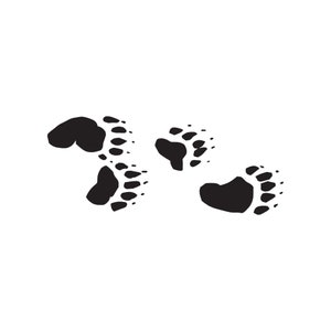 Bear Tracks Paw Print - Vinyl Decal Sticker - 3 Sizes - 9 Solid Colors - ebn94