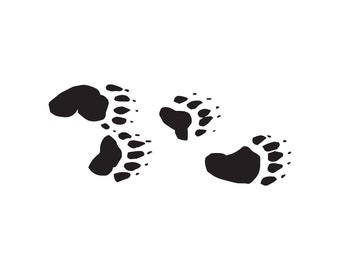 Bear Tracks Paw Print - Vinyl Decal Sticker - 3 Sizes - 9 Solid Colors - ebn94