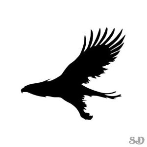 Flying Hawk Falcon - Vinyl Decal Sticker - 4.25&quot; x 3.75&quot; - 24 Colors - [#0260]