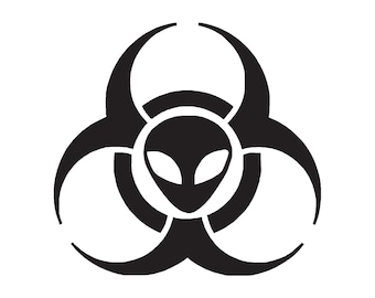 Alien Biohazard - Vinyl Decal Sticker - 3 Sizes - 9 Solid Colors - ebn8