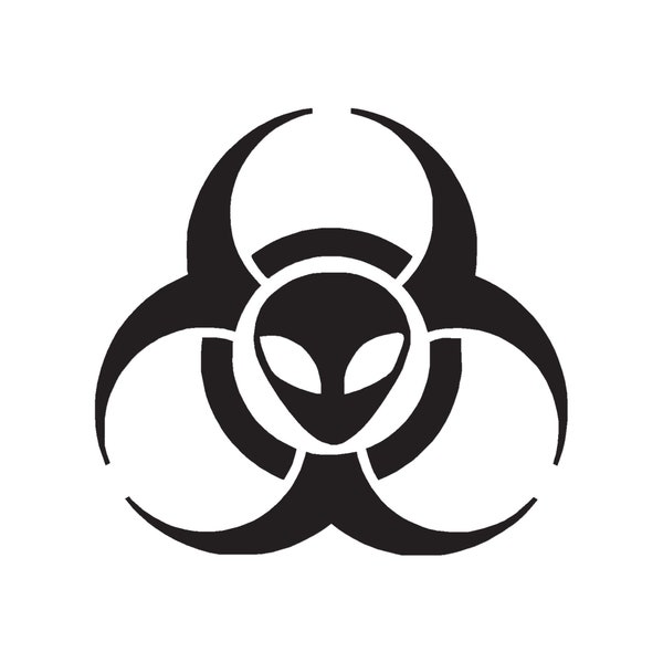 Alien Biohazard - Vinyl Decal Sticker - 3 Sizes - 9 Solid Colors - ebn8