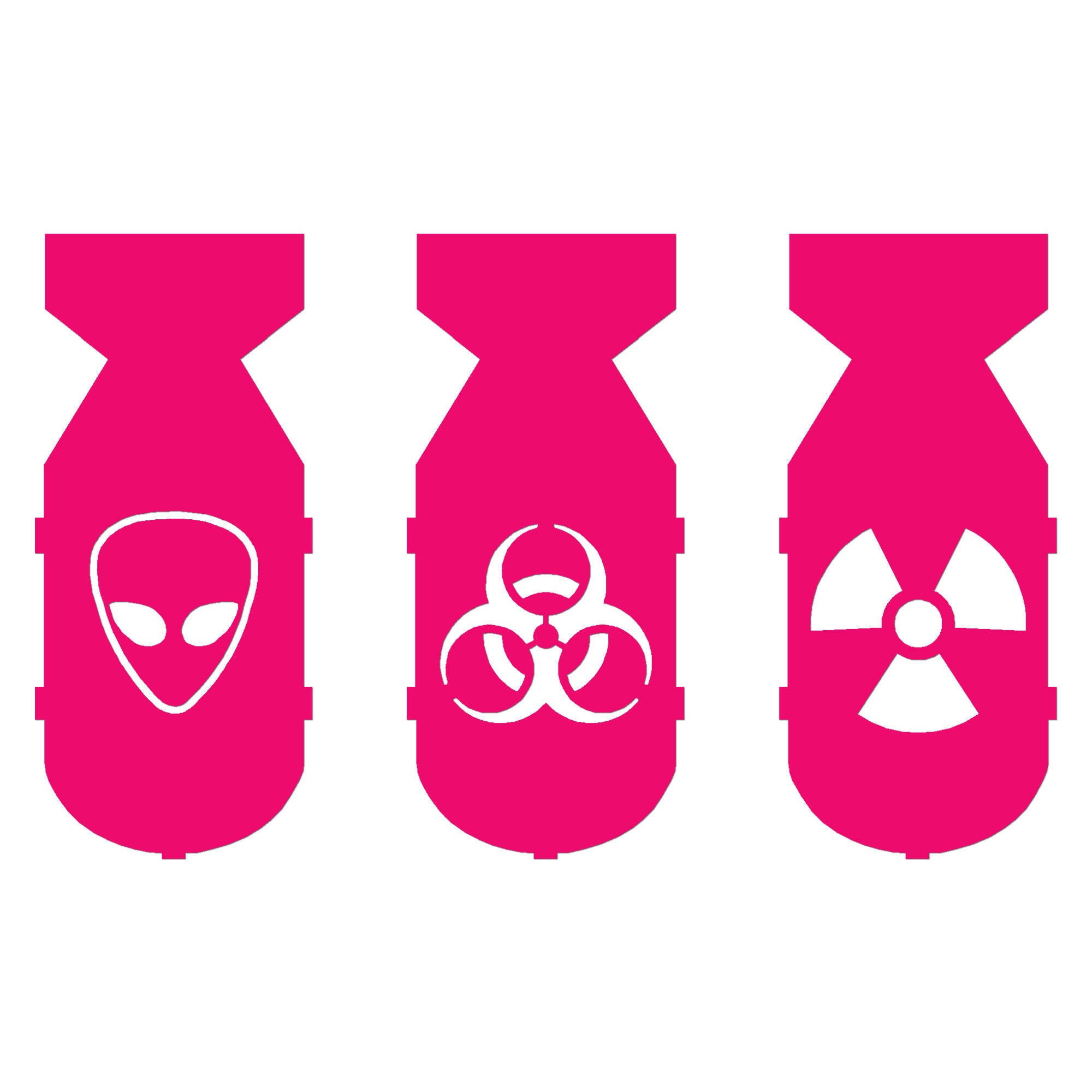 Set of 3 Bombs Alien Nuke Biohazard Symbol - Vinyl Decal Sticker - 3 ...