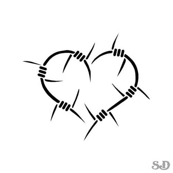 Barbed Wire Heart Vinyl Decal Sticker 4.4 x | Etsy