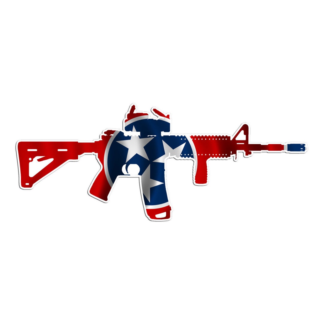 AR 15 Rifle Gun Firearm With Scope- Colorado Flag - Vinyl Decal
