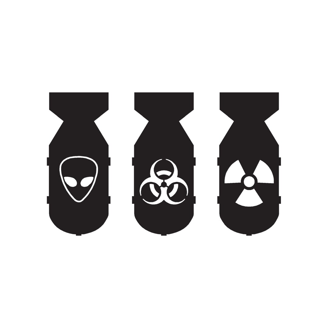 Set of 3 Bombs Alien Nuke Biohazard Symbol - Vinyl Decal Sticker - 3 ...