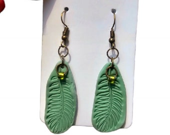 Polymer Clay Sage Leaf / Leaves Earrings- Handcrafted lightweight/ Boho/ Minimalist/ Handcrafted/ Trendy/ Simplistic/ Neutral/ Statement