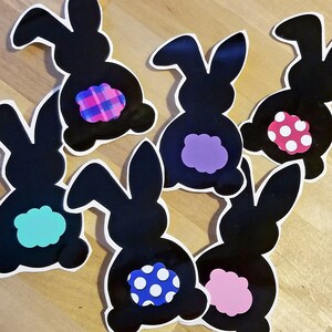 Cute Black EASTER BUNNY Vinyl Decal - FREE Shipping, Car Window Decal, Laptop Sticker, Easter Basket , Yeti Tumbler Sticker, Sign Decal
