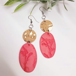 Polymer Clay CORAL Textured & Cork Botanical Earrings- Handcrafted lightweight/ Boho/ Minimalist/ Handcrafted/ Trendy/ Simplistic/ Neutral