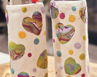 Handmade Tye Dye Heart Lighter Case/ Cover/ Sleeve/ Wrap/ Bic Lighter Case Polymer Clay/ Hearts/ Summer Gifts/ Handcrafted/ Unique