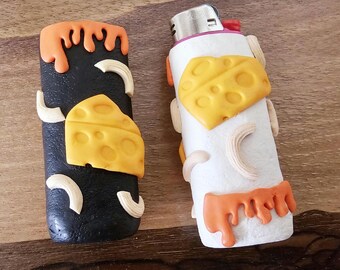 Macaroni & Cheese Lighter Case/ Cover/ Sleeve/ Bic Lighter Case  Polymer Clay/ Cheese Gifts/ Handcrafted/ Macaroni and Cheese/ Unique