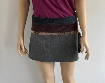 Mini Wrap Skirt wool grey/yellow