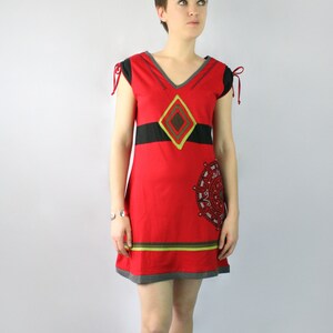Red V neck cotton dress