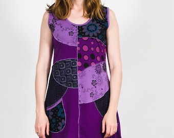 Purple sleeveless Patchwork dress