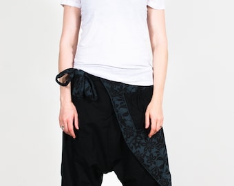 Black Cotton Harem Pants