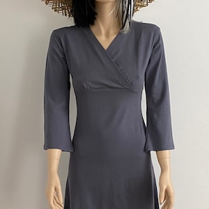 Organic bamboo dresss blue grey size M
