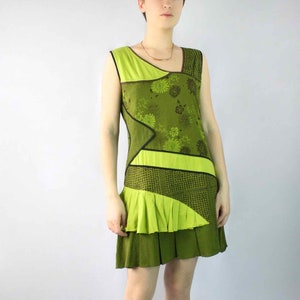 Sleeveless Flounced Cotton dress green apple