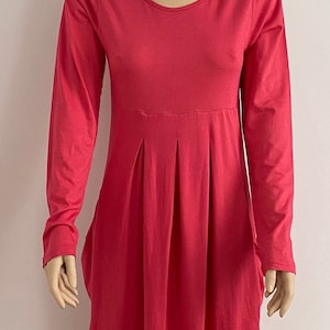 Organic cotton long sleeve dress coral