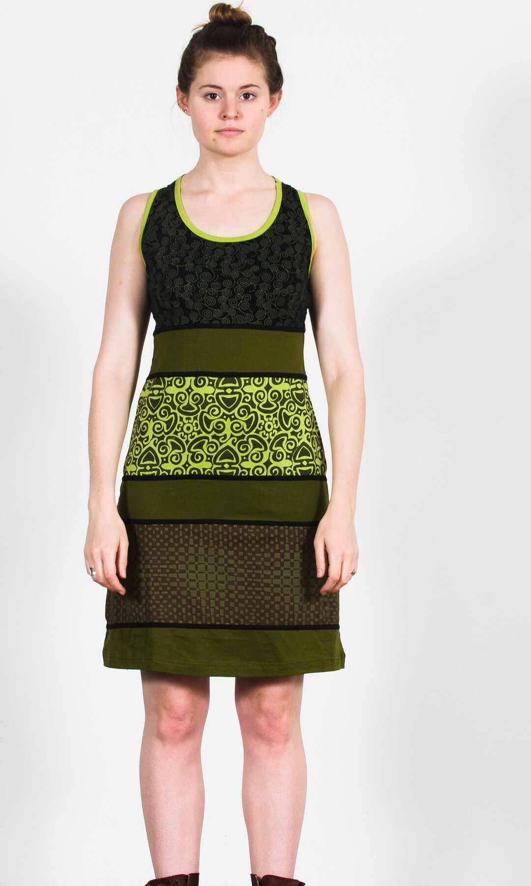 Green Racerback Sleeveless Cotton Dress Green Racerback Sleeveless Cotton Dress