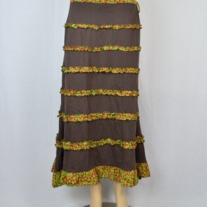 Brown multi tiered maxi cotton skirt