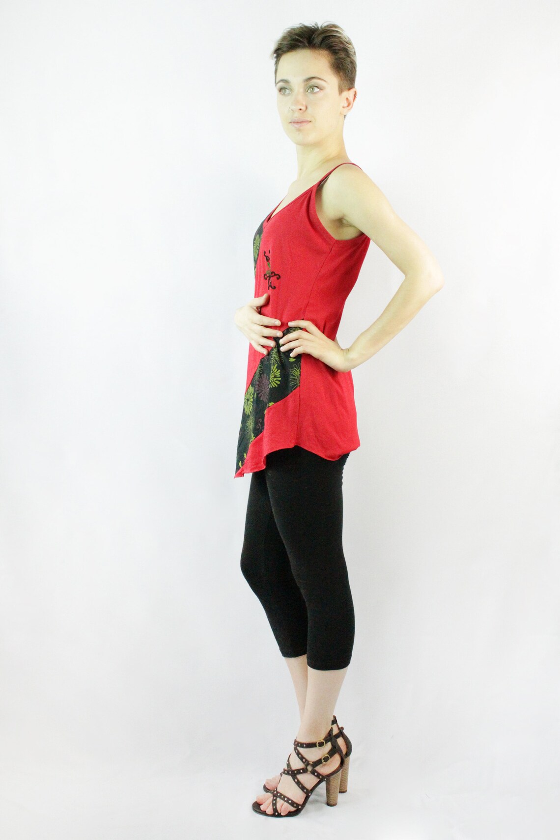 Red Cotton Tank Top Etsy