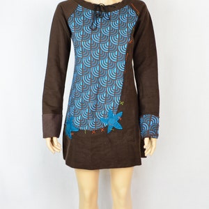 Brown Woolen Sweater Dress with Fleece Lining