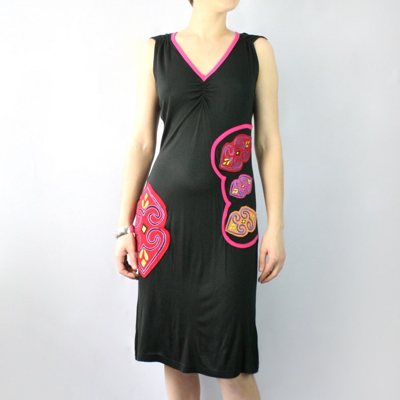 V Neck Viscose Dress pink and black so comfy!