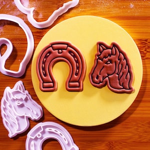 Horse Head & Horseshoe Cookie Cutter Set: Rustic Farmhouse Mini Stamp Embossers