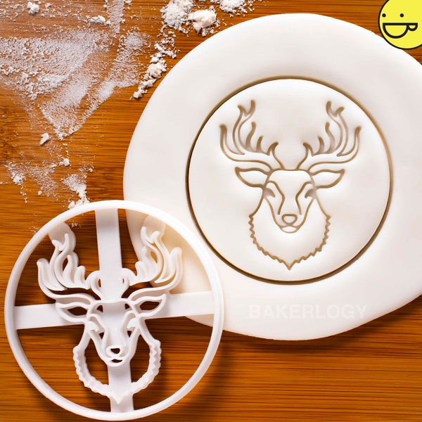Stag Head cookie cutter | Bakerlogy biscuit cutters Christmas rustic party Reindeer taxidermy taxidermist festive skull forest nature spirit