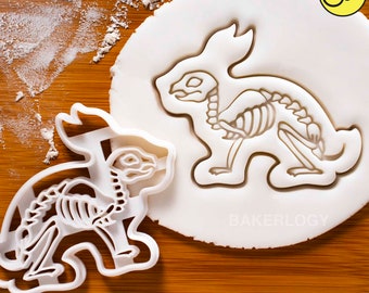 Rabbit Skeleton cookie cutter | Bakerlogy biscuit cutters Halloween macabre party bunny taxidermy taxidermist skeletal anatomy bones vet