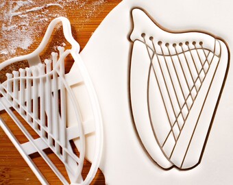 Harp cookie cutter | stringed musical instrument biscuit cutters string harps concert orchestra classical music angels birthday party gift