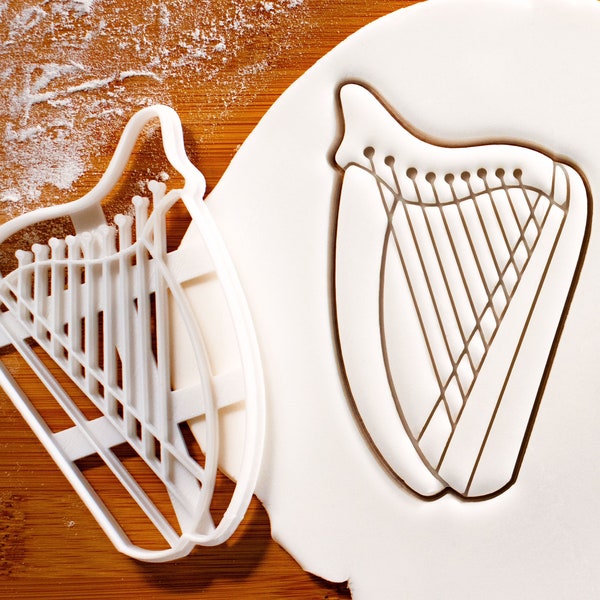 Harp cookie cutter | stringed musical instrument biscuit cutters string harps concert orchestra classical music angels birthday party gift