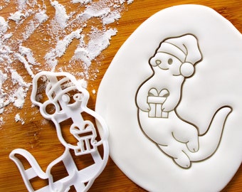 Christmas Sea Otter cookie cutter - Bakerlogy biscuits cutters Otterly Cute Santa Hat winter festive ideas