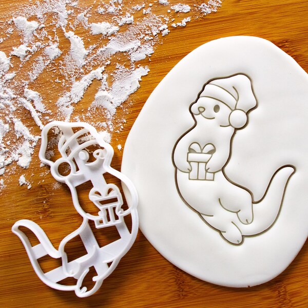 Christmas Sea Otter cookie cutter - Bakerlogy biscuits cutters Otterly Cute Santa Hat winter festive ideas