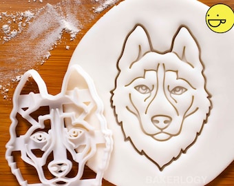 Husky Face cookie cutter| Bakerlogy biscuit cutters arctic sled dog portrait adoption drive Veterinary vet  adopt animal rescue shelter