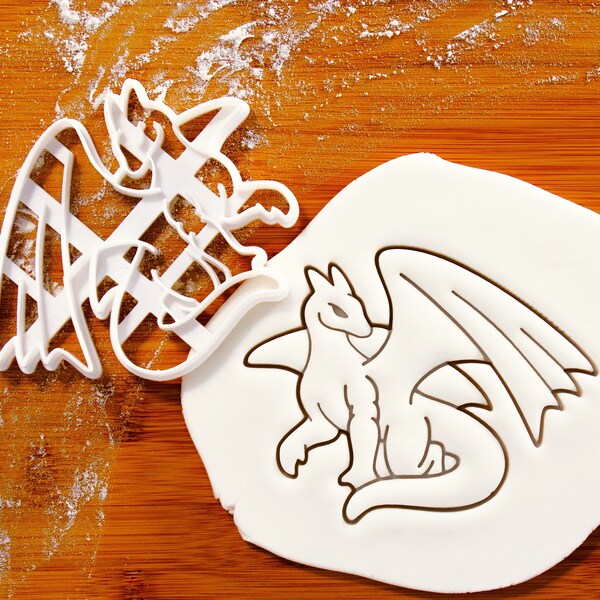 Adult Dragon cookie cutter | biscuit cutters wings legendary dragons mythical creature breathe fire Medieval winged keepers dragonologist