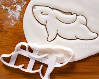 Yoga Bunny Upward Dog cookie cutter | Bakerlogy biscuit cutters Balasana facing pose salutation Urdhva Mukha Svanasana kawaii cute namaste