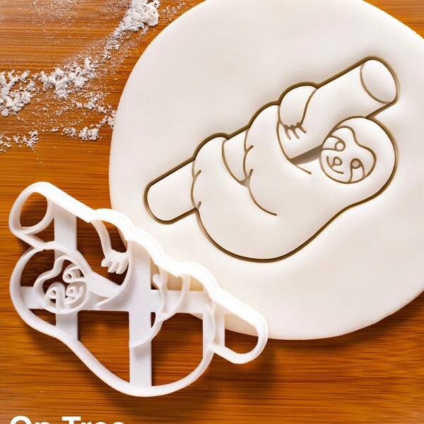 Sloth on Tree cookie cutter - cute tropical rainforests animal themed birthday party